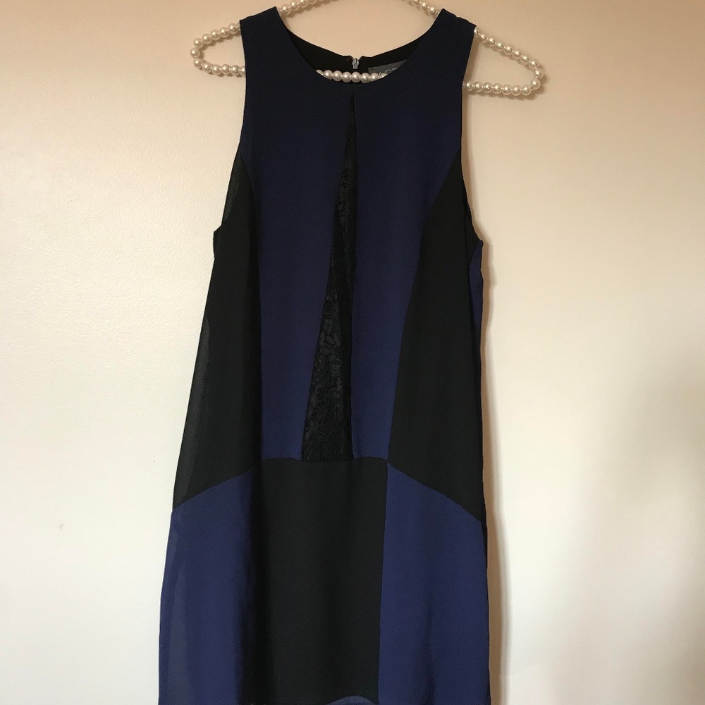Navy and Black geometric Shift Dress